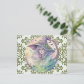 Intense en enge Pastel Heks Damast Halloween Feestdagenkaart (Staand voorkant)