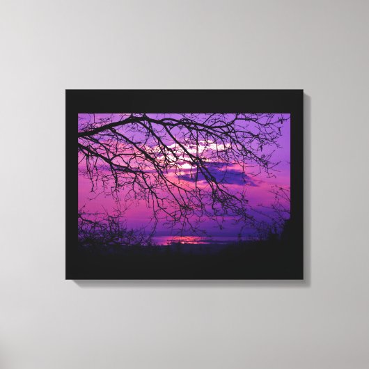 Intense en levendige - Paarse zonnelandschap Canvas Afdruk (Voorkant)