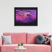 Intense en levendige - Paarse zonnelandschap Canvas Afdruk (Insitu (Woonkamer))