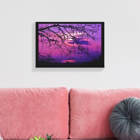 Intense en levendige - Paarse zonnelandschap Canvas Afdruk (Insitu (Woonkamer))