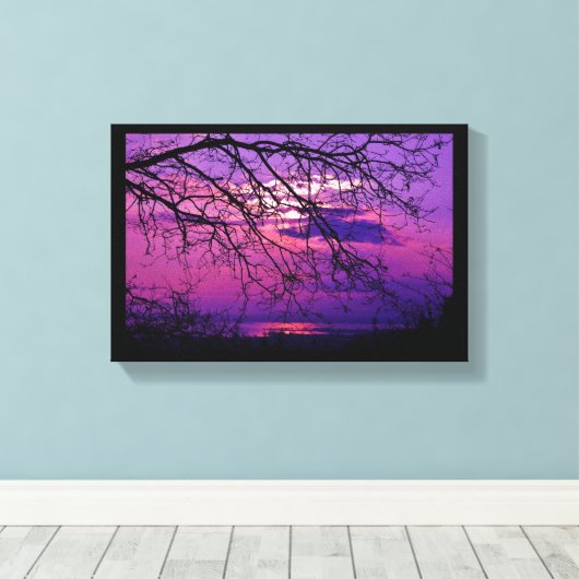 Intense en levendige - Paarse zonnelandschap Canvas Afdruk (Insitu (Houten vloer))