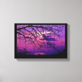 Intense en levendige - Paarse zonnelandschap Canvas Afdruk (Voorkant)
