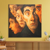 Intense Expressionist Portrait Fearful Faces Close Canvas Afdruk (Insitu (Woonkamer))