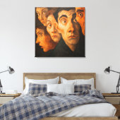 Intense Expressionist Portrait Fearful Faces Close Canvas Afdruk (Insitu (Slaapkamer))
