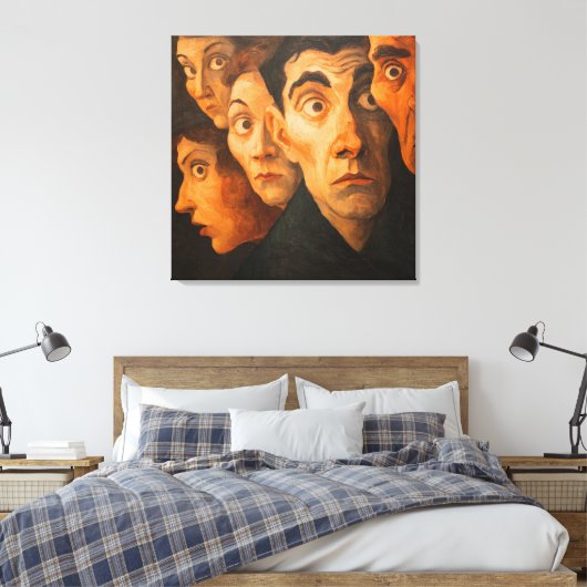 Intense Expressionist Portrait Fearful Faces Close Canvas Afdruk (Insitu (Slaapkamer))