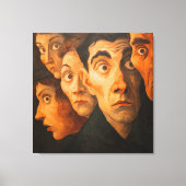 Intense Expressionist Portrait Fearful Faces Close Canvas Afdruk (Voorkant)