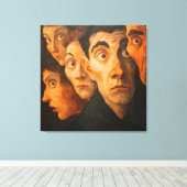 Intense Expressionist Portrait Fearful Faces Close Canvas Afdruk (Insitu (Houten vloer))