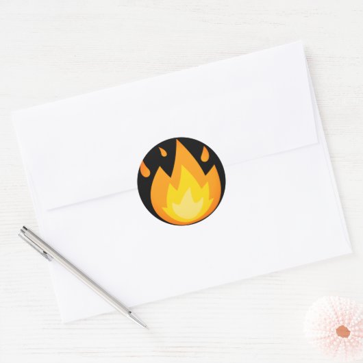 Intense Fire Emoji Ronde Sticker (Envelop)