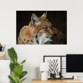 Intense Gaze: Close-up van een Lynx Poster (Thuiskantoor)