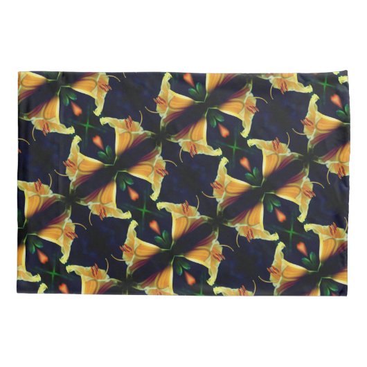 Intense gele Lily Flower Abstract Art Patroon Kussensloop (Achterkant)