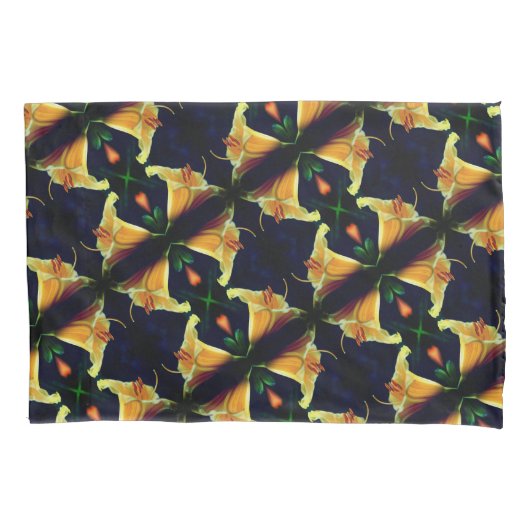 Intense gele Lily Flower Abstract Art Patroon Kussensloop (Voorkant)