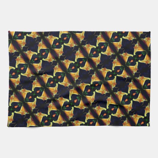 Intense gele Lily Flower Abstract Art Patroon Theedoek (Horizontaal)