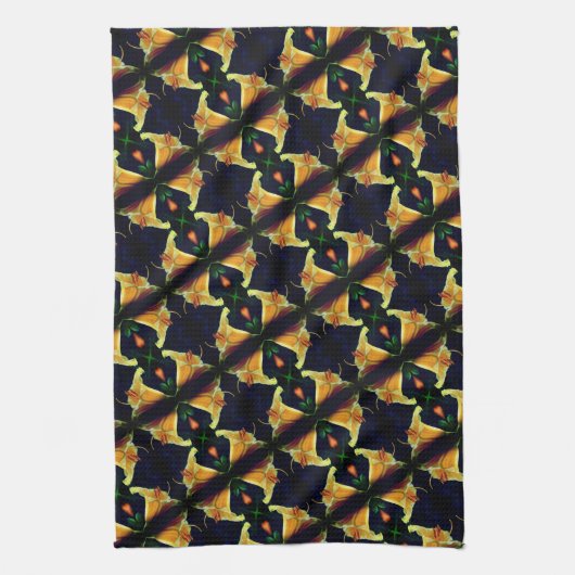 Intense gele Lily Flower Abstract Art Patroon Theedoek (Verticaal)