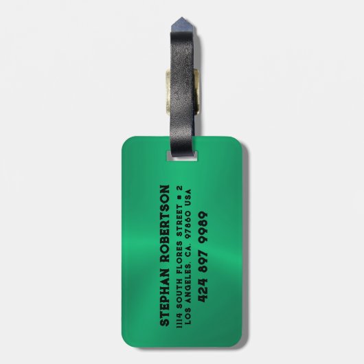 Intense groene metallic textuur  tekst bagagelabel (Achterkant verticaal)