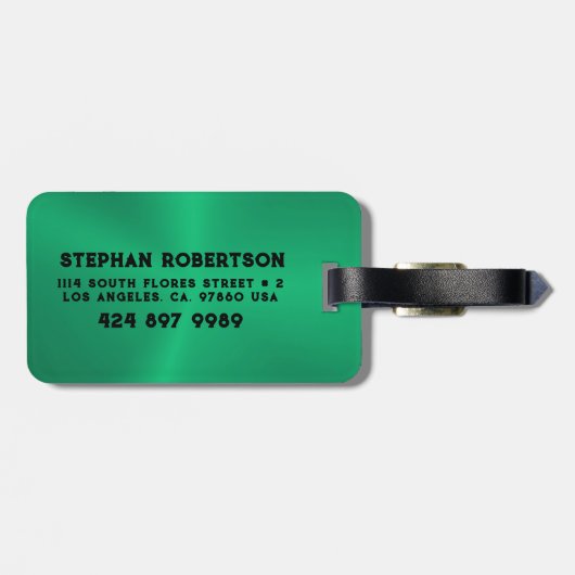 Intense groene metallic textuur tekst bagagelabel (Achterkant horizontaal)
