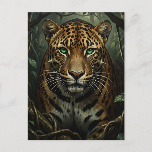 Intense groene ogen jaguar jungle briefkaart (Voorkant)
