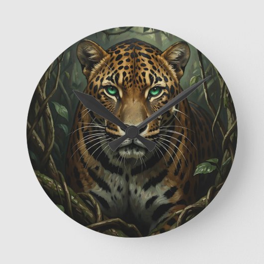 Intense groene ogen jaguar jungle ronde klok (Voorkant)