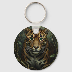 Intense groene ogen jaguar jungle sleutelhanger