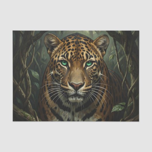 Intense groene ogen jaguar jungle tissuepapier (Voorkant)