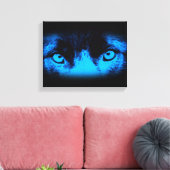 Intense hondenogen in blauwe Abstracte kunst Canvas Afdruk (Insitu (Woonkamer))