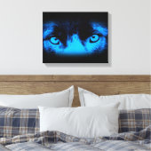 Intense hondenogen in blauwe Abstracte kunst Canvas Afdruk (Insitu (Slaapkamer))