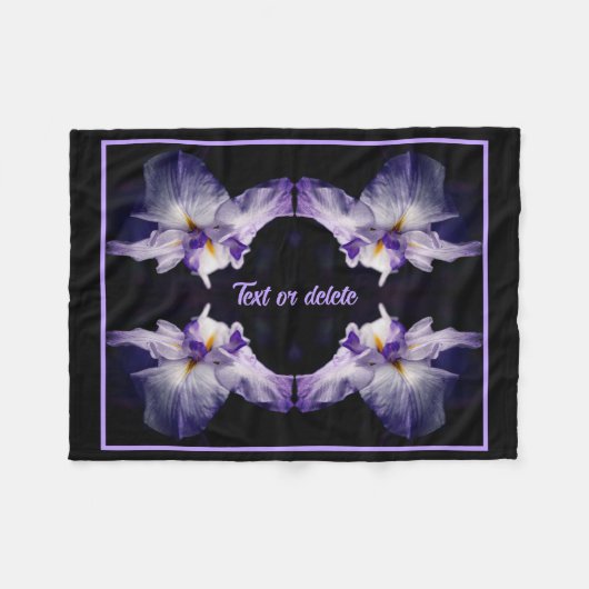 Intense Japanse Iris Flower Abstract gepersonalise Fleece Deken (Voorkant (Horizontaal))
