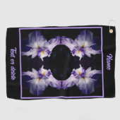 Intense Japanse Iris Flower Abstract gepersonalise Golfhanddoek (Horizontaal)