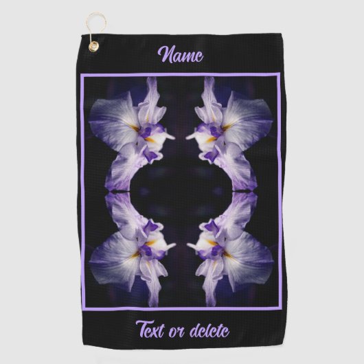 Intense Japanse Iris Flower Abstract gepersonalise Golfhanddoek (Voorkant)