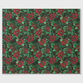 Intense Kleur Poinsettia Kerst AI Cadeaupapier (Vlak)