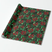 Intense Kleur Poinsettia Kerst AI Cadeaupapier (Uitgerold)
