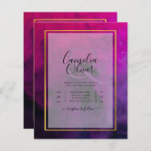 Intense Magenta Plum Paarse INK Wedding INVITE (Voorkant / Achterkant)