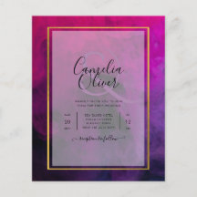 Intense Magenta Plum Paarse INK Wedding INVITE