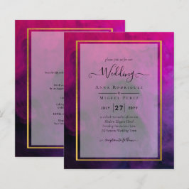 Intense Magenta Plum Paarse INK Wedding INVITE