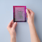 Intense Magenta Plum Paarse INK Wedding INVITE Flyer (Hand)
