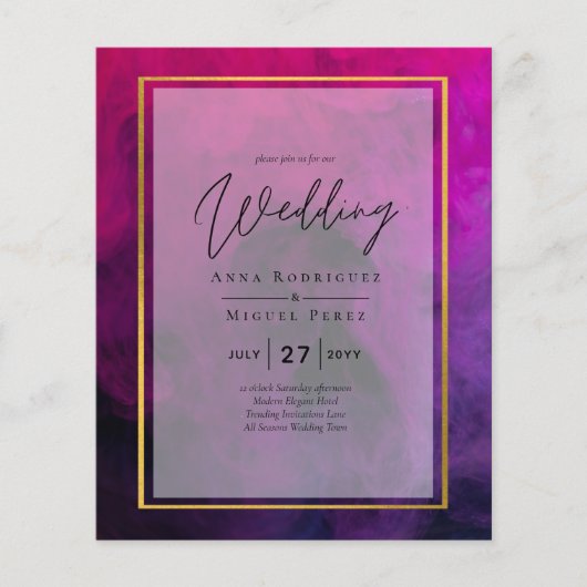 Intense Magenta Plum Paarse INK Wedding INVITE Flyer (Voorkant)