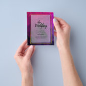 Intense Magenta Plum Paarse INK Wedding INVITE Flyer (Hand)