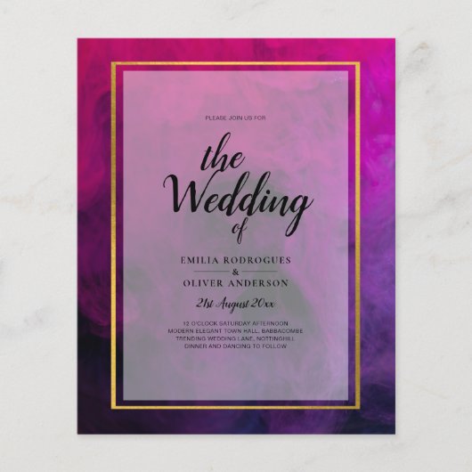 Intense Magenta Plum Paarse INK Wedding INVITE Flyer (Voorkant)