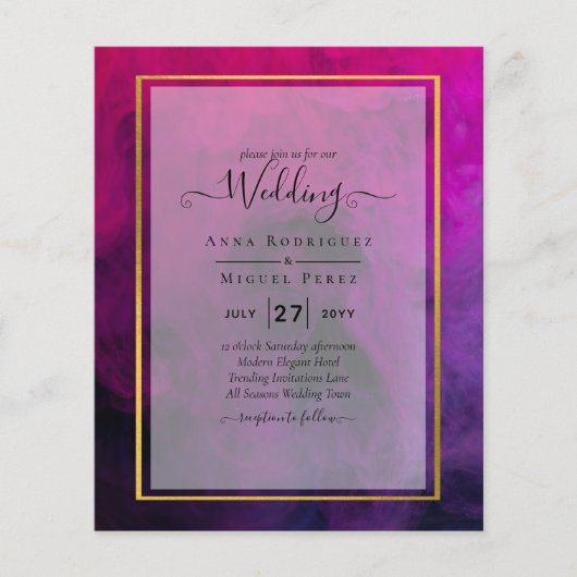 Intense Magenta Plum Paarse INK Wedding INVITE Flyer (Voorkant)