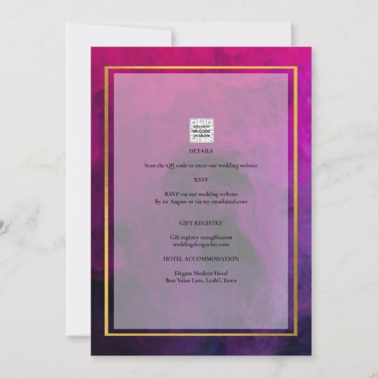 Intense Magenta Plum Paarse INK Wedding INVITE Kaart (Achterkant)