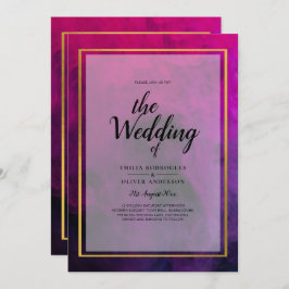 Intense Magenta Plum Paarse INK Wedding INVITE Kaart