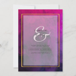 Intense Magenta Plum Paarse INK Wedding INVITE Kaart