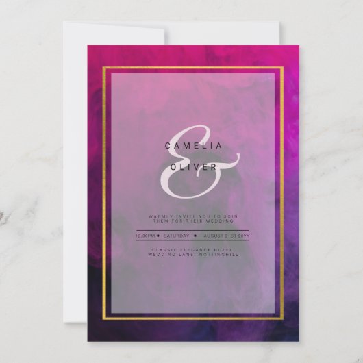 Intense Magenta Plum Paarse INK Wedding INVITE Kaart (Voorkant)