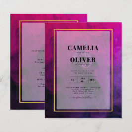 Intense Magenta Plum Paarse INKT Huwelijks UITNODI