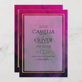 Intense Magenta Pruim Paars INK Trouw UITNODIGING (Voorkant / Achterkant)