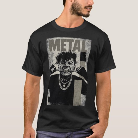 Intense Metalhead Screaming Portrait T-shirt (Voorkant)