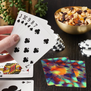 Intense oranje bloem in digitale gepolijste textuu pokerkaarten