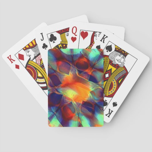 Intense oranje bloem in digitale gepolijste textuu pokerkaarten (Achterkant)