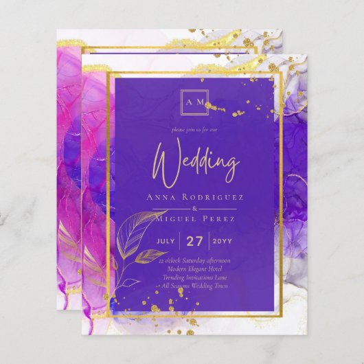 Intense Paarse roze bruistablet Alcohol Inkt (Voorkant / Achterkant)