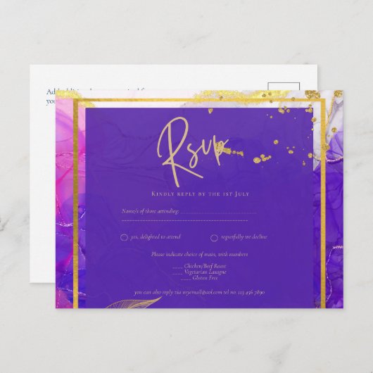 Intense Paarse roze bruistablet Alcohol Inkt Briefkaart (Voorkant / Achterkant)