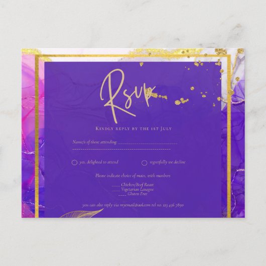 Intense Paarse roze bruistablet Alcohol Inkt Briefkaart (Voorkant)